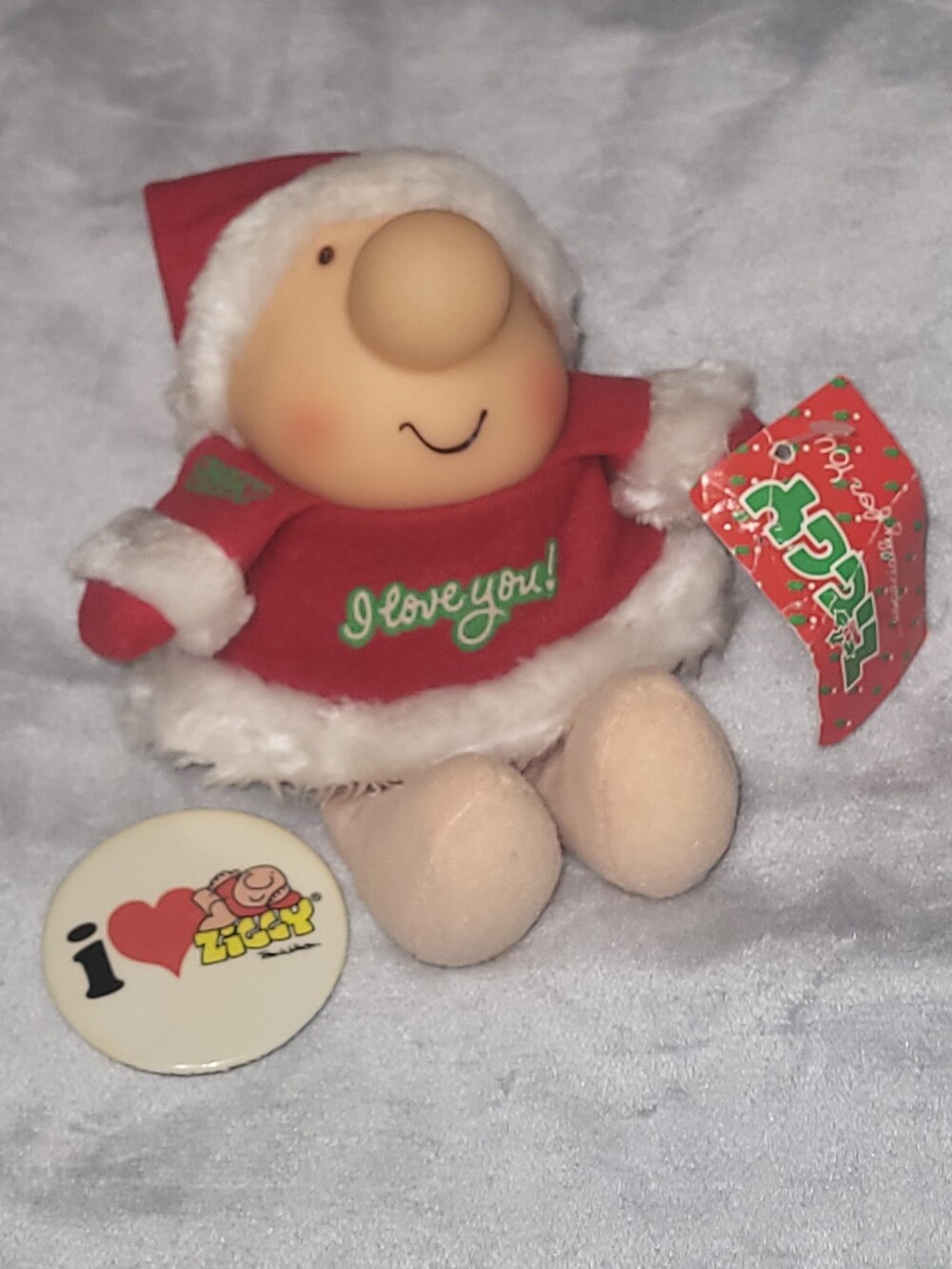 🎅 Santa ZIGGY Gift Set vintage plush & pin Christmas I Love You 1985 80s